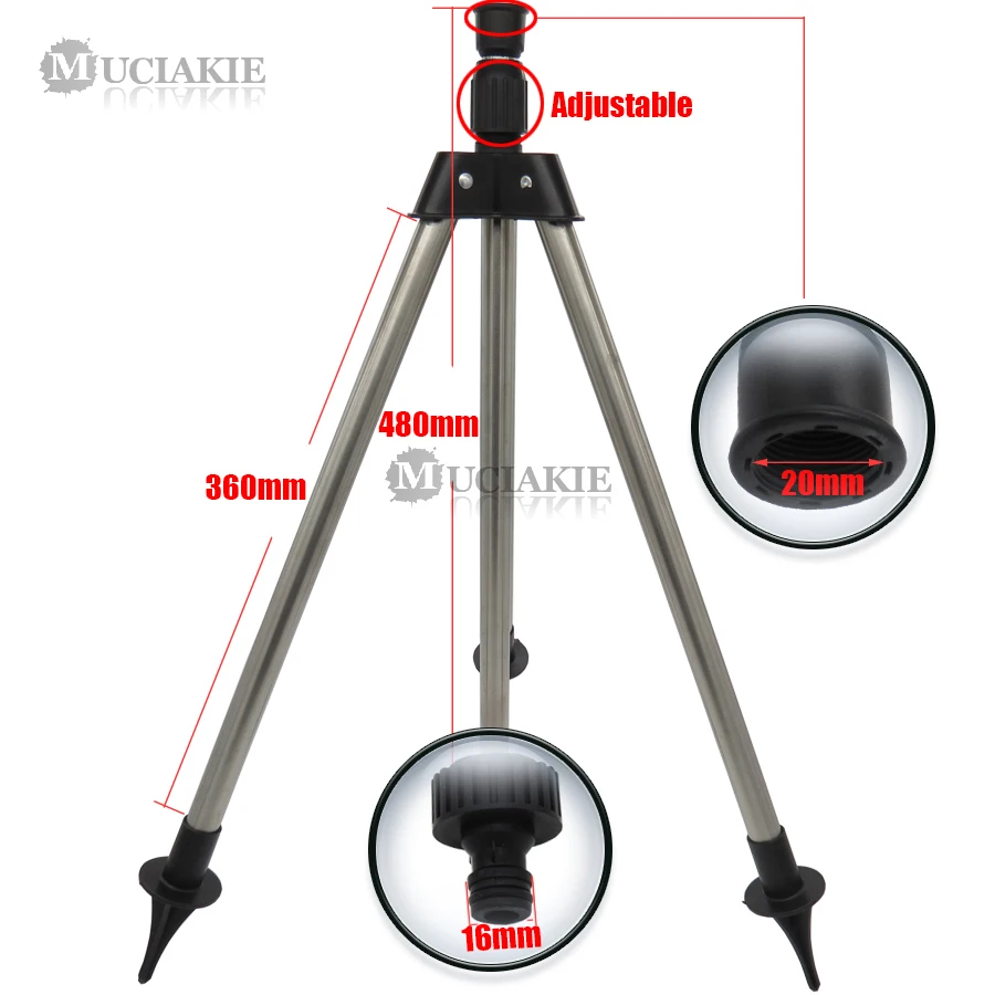 MUCIAKIE 1PC Stainless Steel Tripod Impact Sprinkler Adjustable Tripod Ideal for Uneven Groud Garden Watering Irrigation Fitting