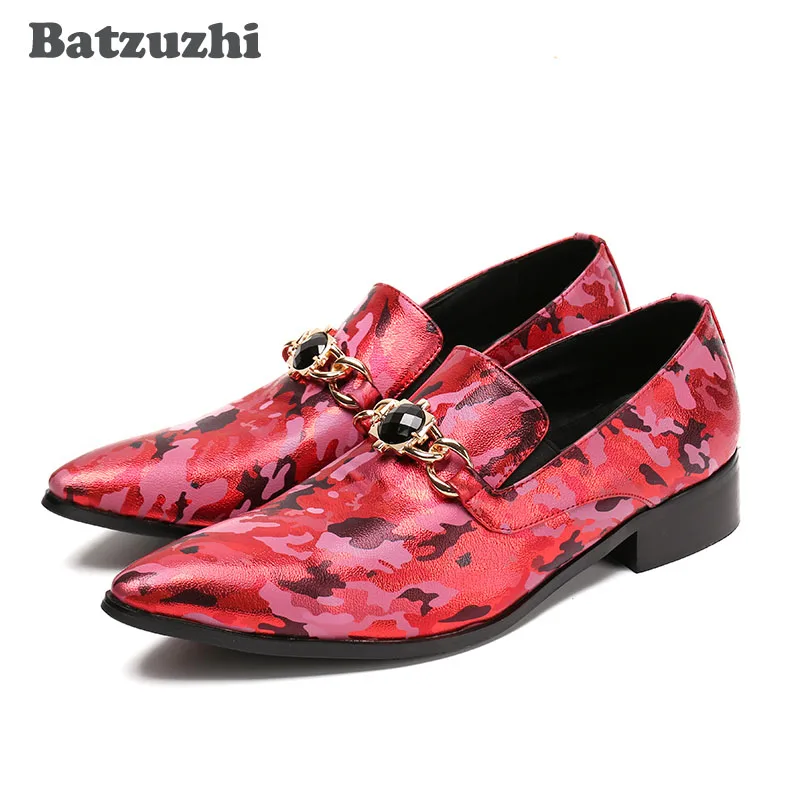 

Batzuzhi Big Size 46 Italian Style Designer's Men Shoes Leather Luxury Shoes Men Red/Blue Mens Formal Dress Shoes Pointed Toe