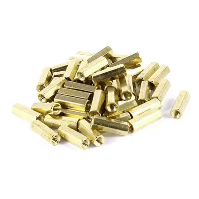 50 Pieces M4 Female Threaded PCB Brass Standoff Spacer 18mm High Gold Tone M4x18