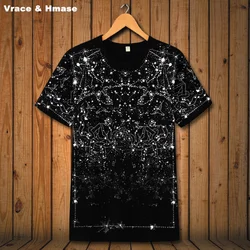 American Style Constellation Star Printing Fashion Short sleeve T-Shirt Summer New High Quality Elastic Casual T Shirt Men S-6XL