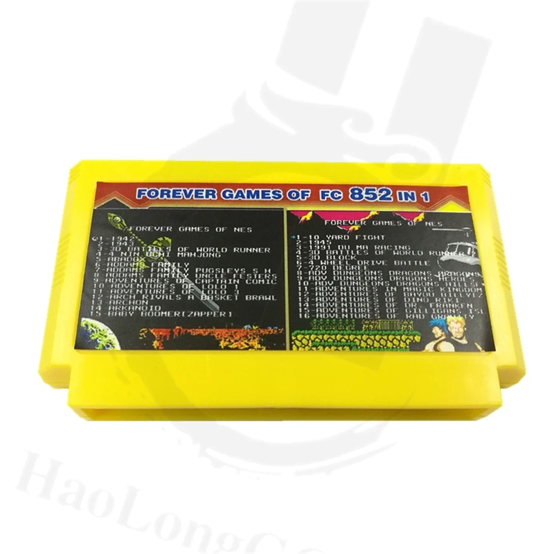 Newest 60 Pin Game Card for 8 bit games cartridge 1GB capacity build in 852 Games for family video game console computer