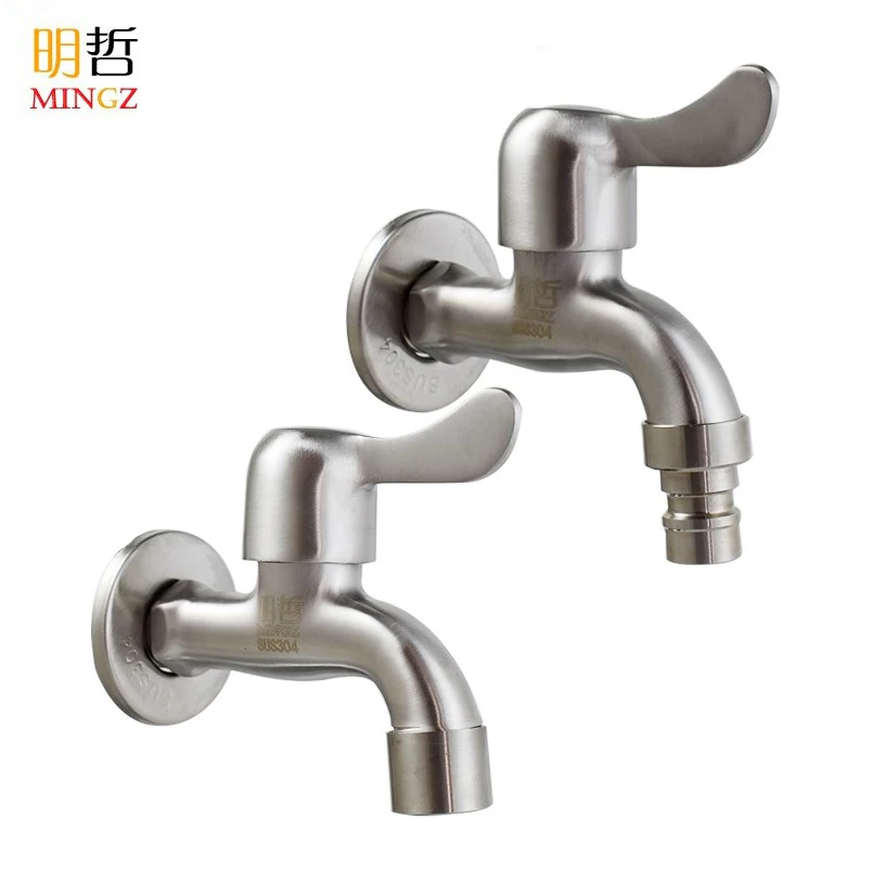 

304 Stainless Steel Washing Machine Faucet MOP Pool Faucet Single Cold Tap Fast Open Into The Wall Faucet Thickened