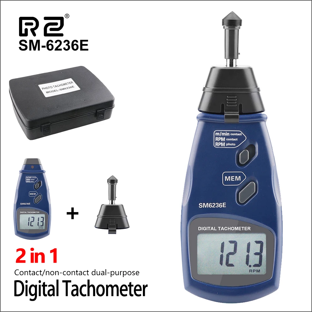 RZ Tachometer Autoอิเล็กทรอนิกส์ดิจิตอลTachometer RPM Speedometer Non Contact Tachometerเซ็นเซอร์SM6236E