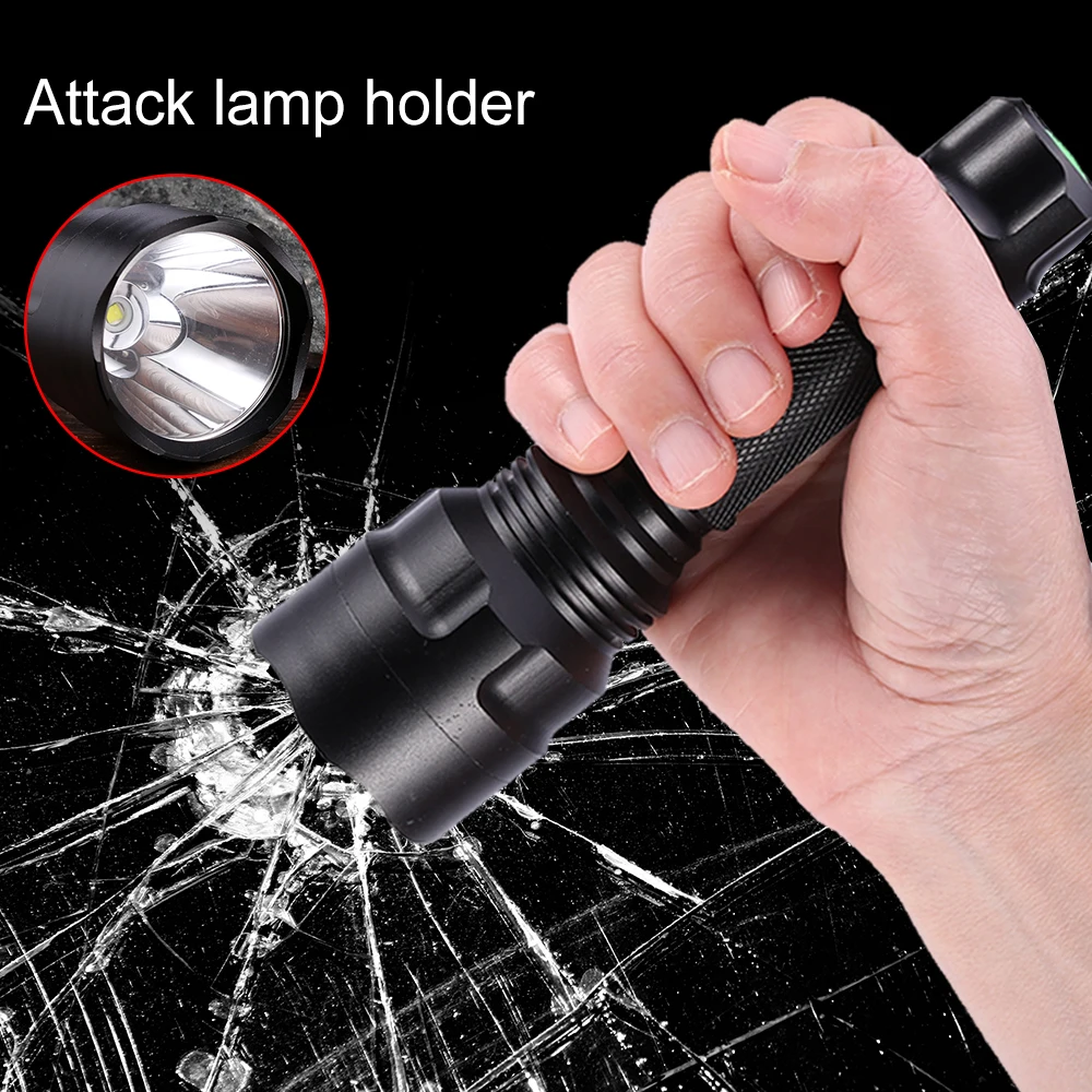 Waterproof C8 1 Mode Professional Hunting Flashlight Tactical Flash Light  T6 L2 LED Torch Aluminum Hiking for Camping Use 18650