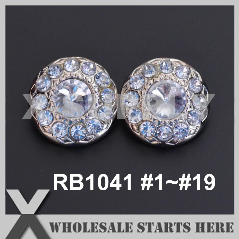 

Color Option: RB1041 #1~#19 Round Acrylic Diamond Button for Clothing,Flower Center/Silver Base/Wholesale