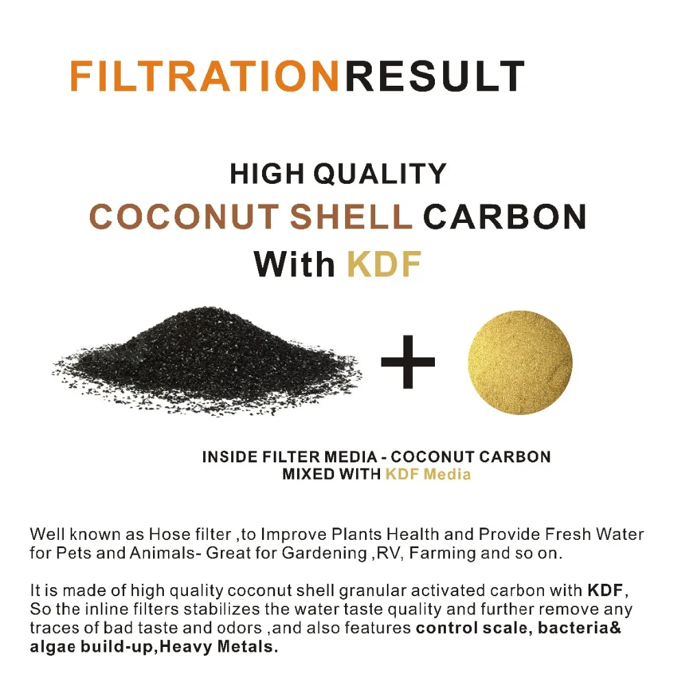 4 PACCHETTO di Inline Filtro Acqua per il Giardino, RV, Agricoltura e uso esterno-Rimuove Il Cloro, clorammine, Cov, Pesticidi, Batteri