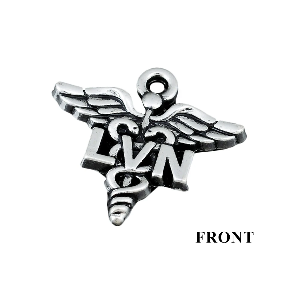 RAINXTAR Fashion LVN Licensed Vocational Nurse Charms Alloy Caduceus Medical Symbol Charms 50pcs AAC178