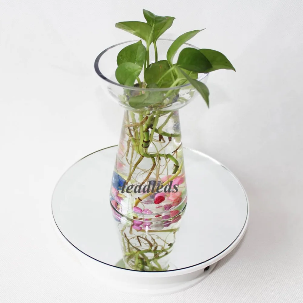 20CM/8-Inches Mirror 360 Degrees Rotating Rotary Display Stand Turntable Jewelry Display Base- Include AC Plug (Double Power)