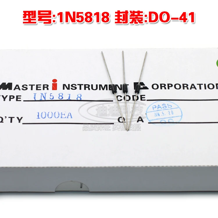 جديد 1N5818 DO-41 مقوم ثنائي الصمام الثنائي الناتج 30 فولت 1A 1n5818 do-41