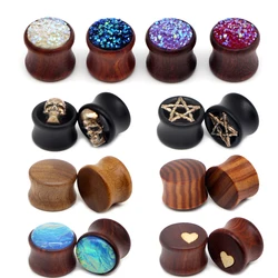 Alisouy 2PC Wood Ear expansion Plugs Gauges Earrings Women Men Flesh Tunnel Expander Piercing Stretcher Body Piercing Jewelry