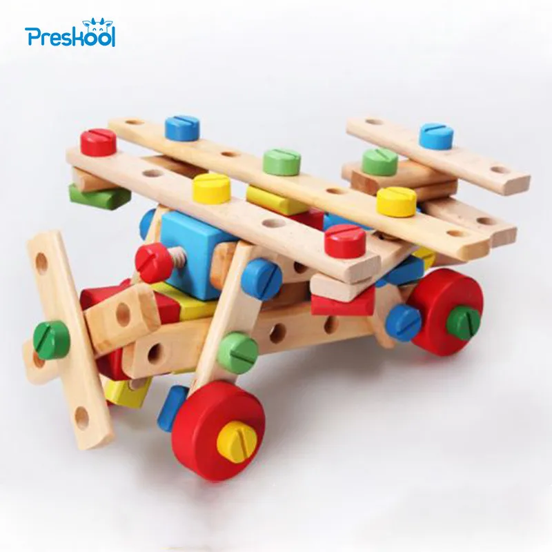 Montessori Baby Kids Toys Wooden Model Building Kits Nut-combination Learning Educational Preschool Training Brinquedos Juguets