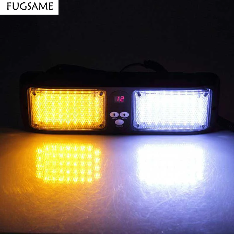 FUGSAME Super Bright 86 LED Car Truck Visor Strobe Flash Panel Warning Lighting 12Flashing Universal