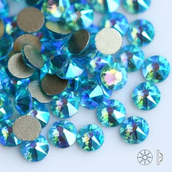 QIAO 2088 Cut Aquamarine AB Colors Strass Stone New Facted (8 big+8 small) SS16 SS20 Non hot-fix Rhinestones For clothing Gems