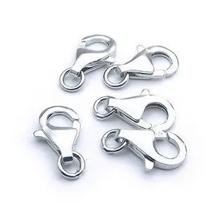 

10pcs 925 Sterling Silver platinum plated lobster clasp with opening jump ring charms 925 jewelry silver findings