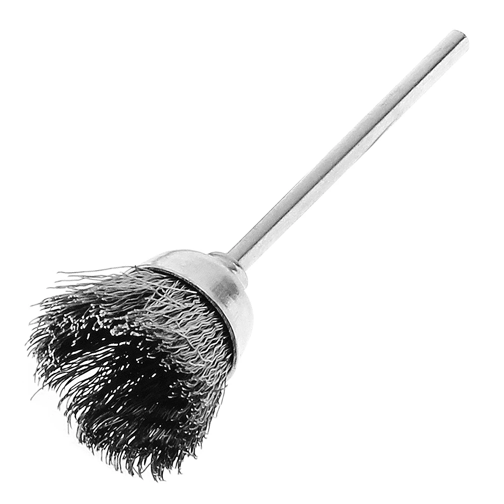 8mm Stainless Steel Wire Brush with Bowl-shape Head and 2.35mm Shank Tools Accessories for Metal-cleaning of Drill Tools