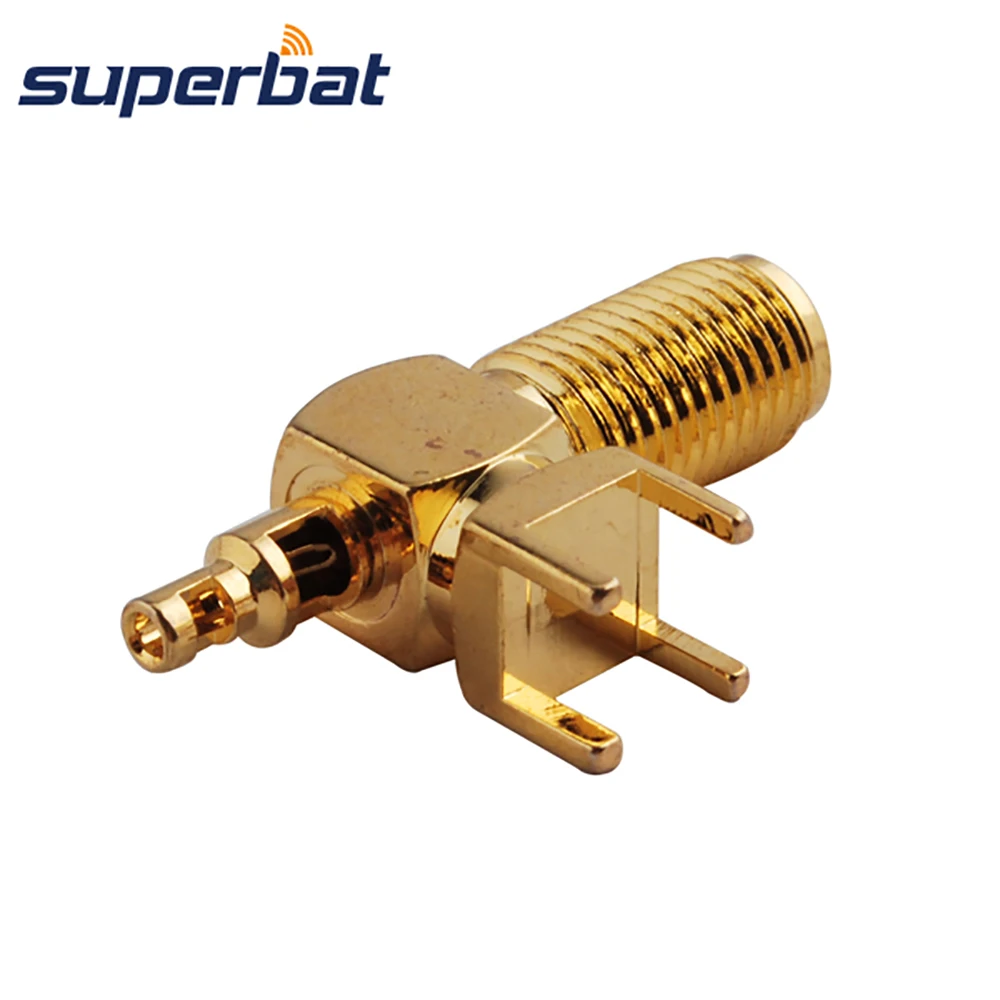 Superbat PCB Mount e conector reto, SMA através do furo, ângulo direito do anteparo fêmea, 1.13mm