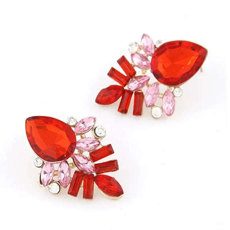 LUBOV Handmade Rhinestone Sweet Stud Crystal 4 Colors Earrings For Woman And Girls Fashion Birthday Gifts Jewelry New 2019