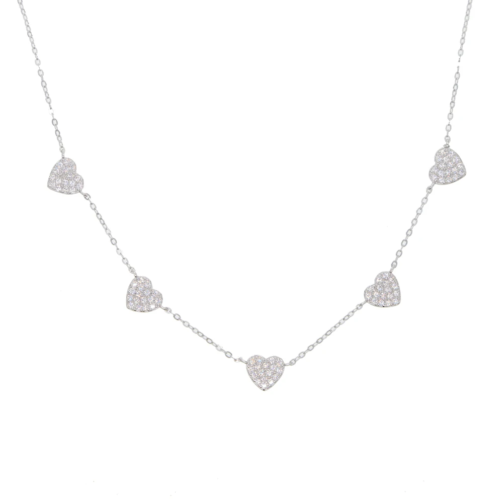 35 + 10 centimetri 925 sterling silver carino danity del cuore di fascino del pendente della collana regalo di natale delicato catena Cuori collana