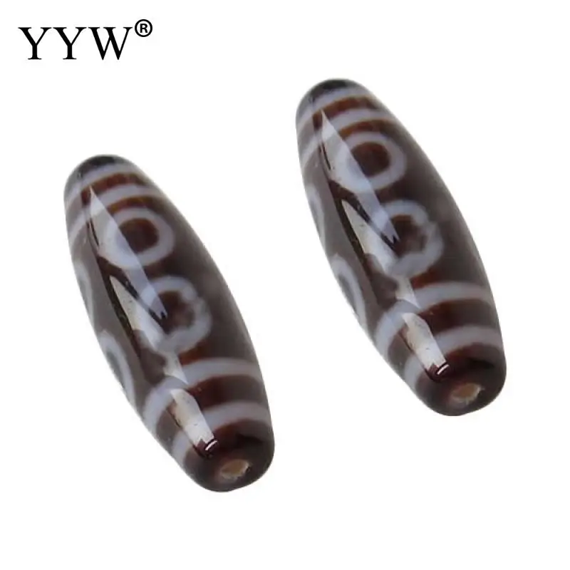 1PC Eight-Eyed Natural Tibetan Dzi Beads For Making DIY Fashion Jewelry Bracelets Oval Eight-Eyed & two tone Grade AAA 13x39mm