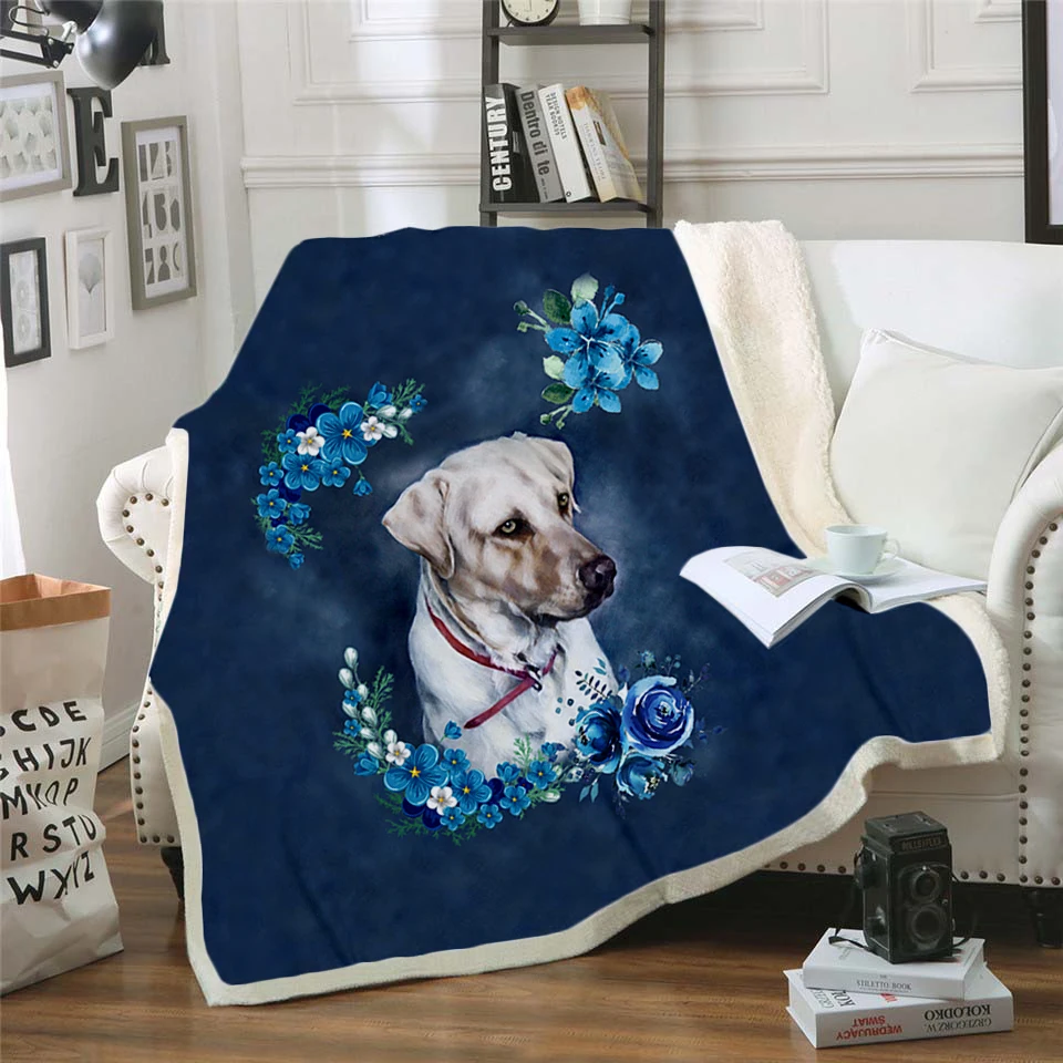 

Plstar Cosmos Pet dog flower puppy funny character Blanket 3D print Sherpa Blanket on Bed Home Textiles Dreamlike style-2