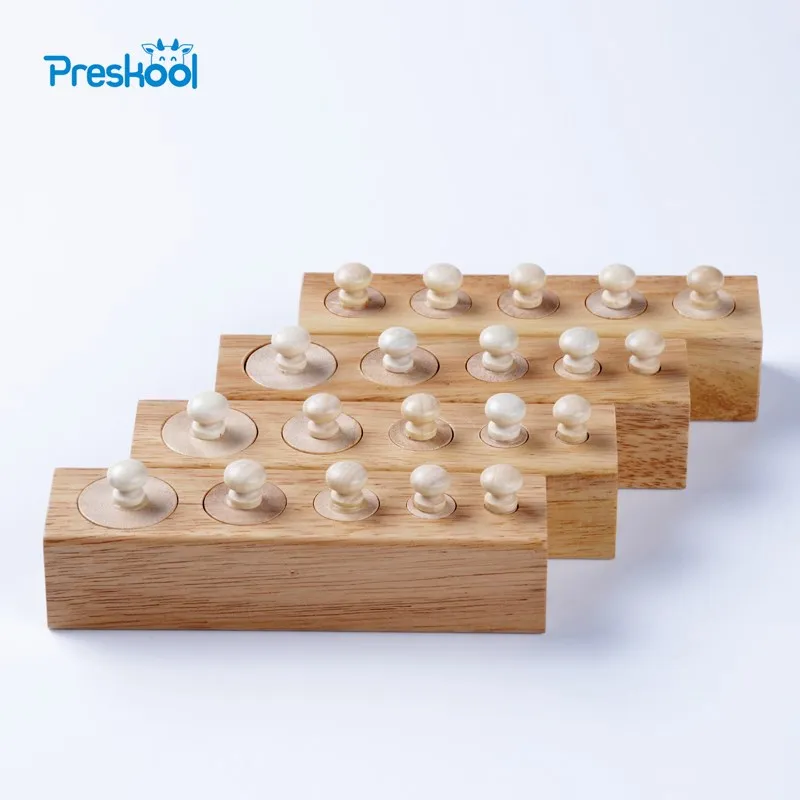 

Baby Toy Montessori Cylinders 4 Blocks Sensorial Preschool Training Early Childhood Education Brinquedos Juguetes