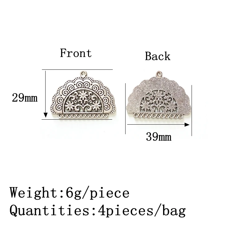 New Fashion 39*29mm 4pieces/bag Retro  Zinc Alloy Tassel Loop Linker for DIY Necklace Earring Connectors Charms