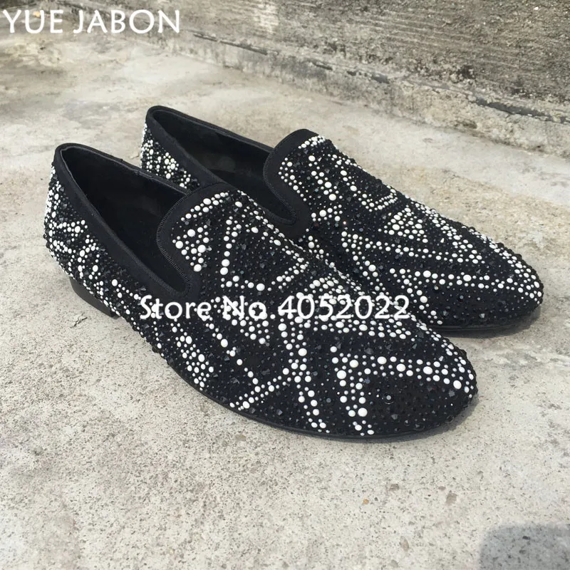 

Black Mens luxury rhinestones sneakers bling bling mixed color flat shoes crystal real leather casual shoes male slip on loafers