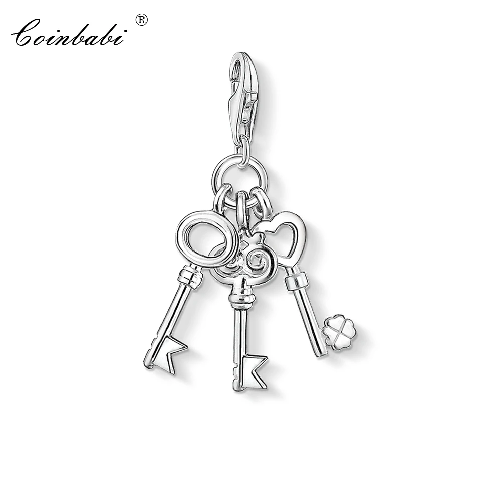 

Charm Pendant Triple Key,2018 Fashion Jewelry Trendy Real Authentic 925 Sterling Silver Gift For Women Girls Fit Bracelet