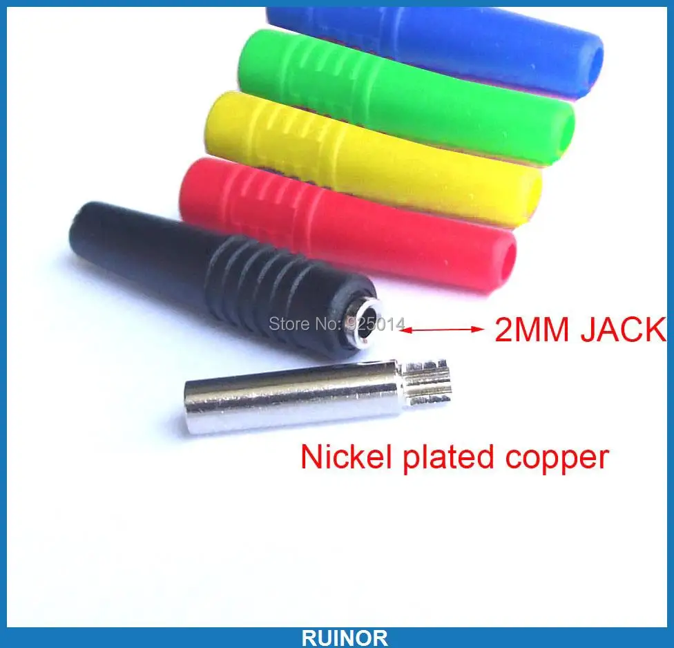 

50PCS Color Soft silicone copper 2mm Banana socket for 2.0mm Binding Post Probes