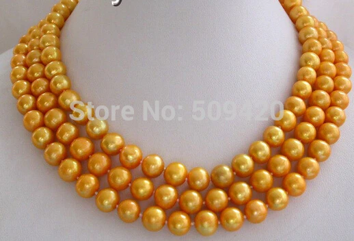 

CLASSIC 50" 9mm golden round freshwater pearls necklace