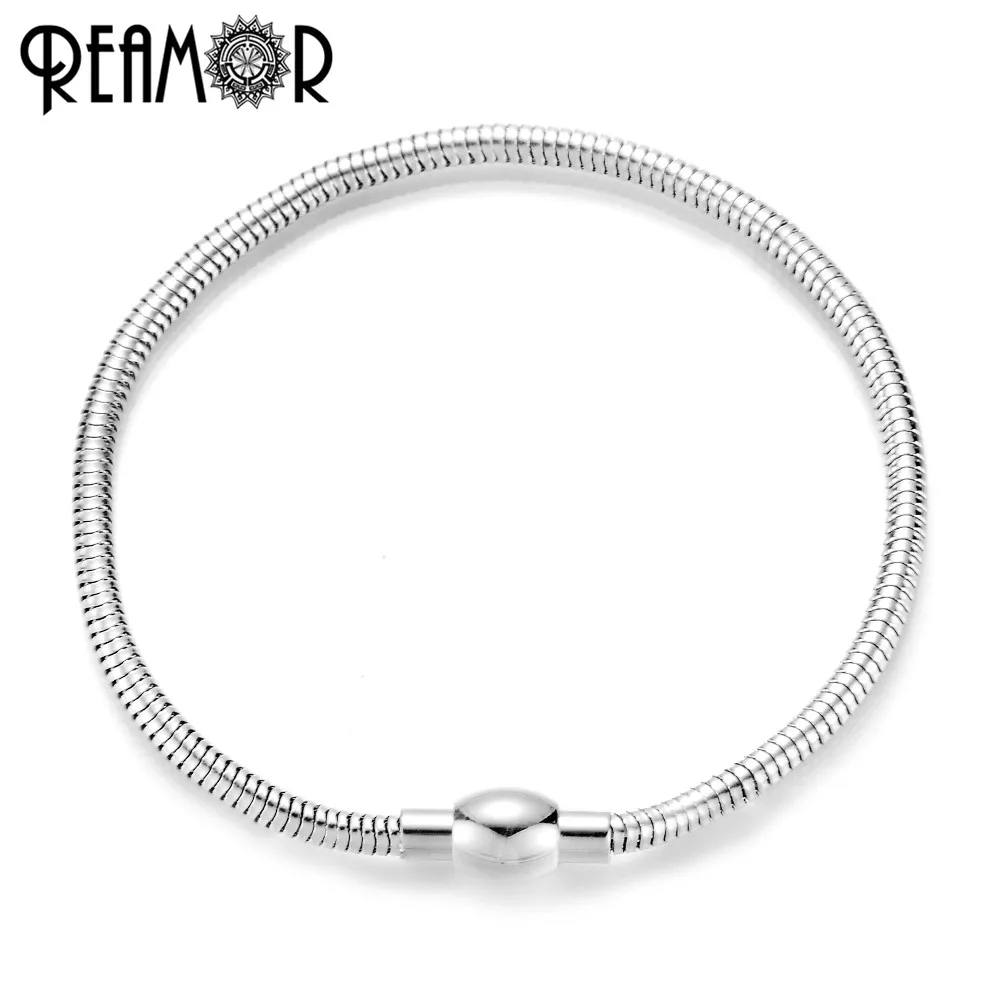 

Reamor On Sale 5pcs 316l Stainless Steel Metal Snake Chain Bracelet Magnetic Clasp Basic Women Bracelet DIY Jewelry Making Gift