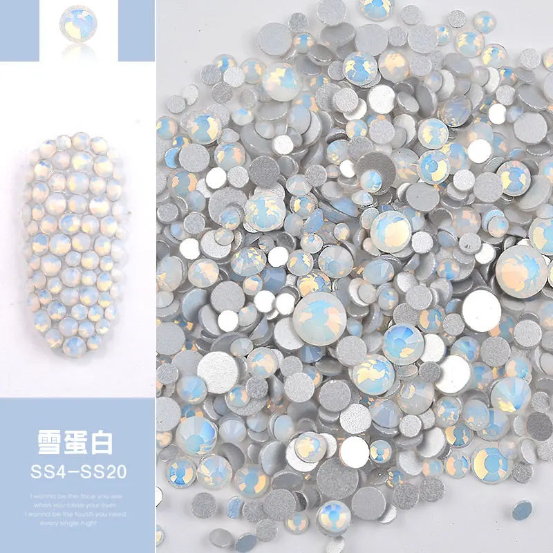 1 Packung Mix Opal Kristall Nagelkunst Strasssteine 3D Charm Glas Flache Rückseite Nicht-Hotfix DIY Nagel-Schmuck-Aufkleber Dekorationen für Nägel – Detail 5