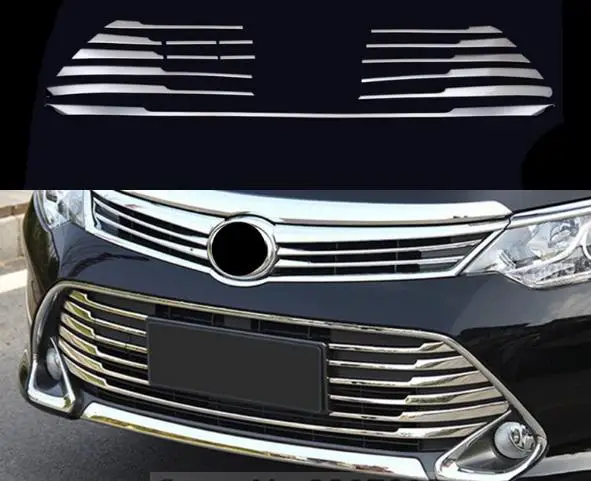 Car styling Stainless Steel Racing grille auto Chrome plating decoration products accessories 15pcs for 2014 2015 Toyota Camry