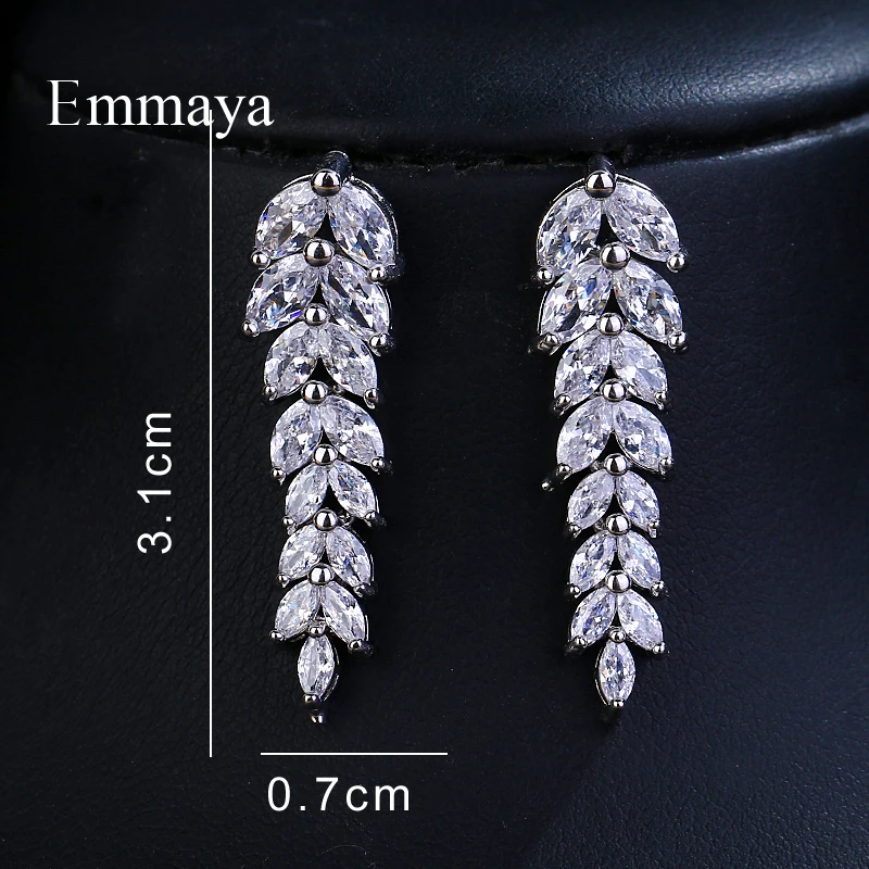 Emmaya Brand Fashion Charm AAA Cubic Zircon Multicolor Salix Leaf Pendant Earrings For Women Wedding Party Jewelry Gift