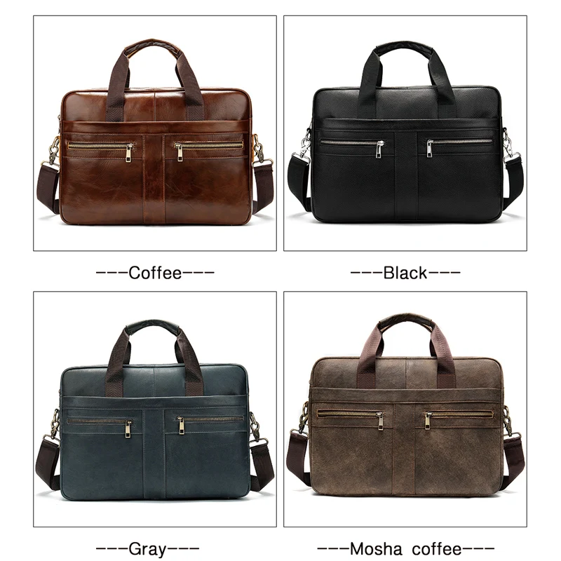 WESTAL Bag men\'s Genuine Leather briefcase Male man laptop bag natural Leather for men Messenger bags men\'s briefcases 2019