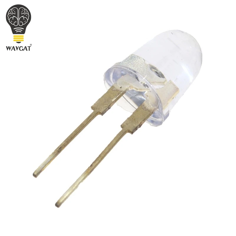 10PCS LED 10mm White Transparent 150mA 0.75W Ultra Bright Round LED Light Emitting Diode Lamp Water Clear Bullet Shape.