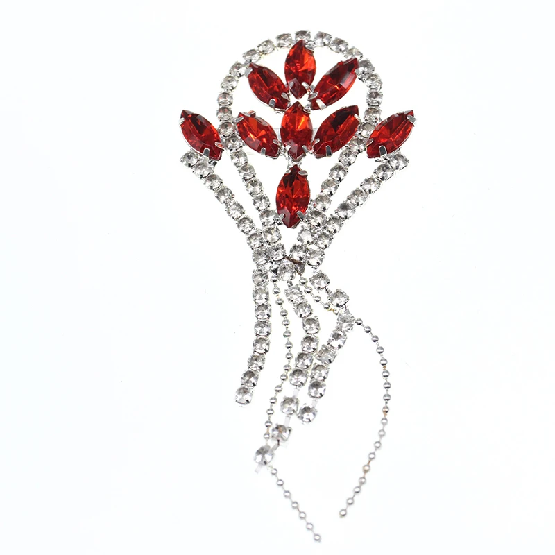 

Personalized fashion red rhinestone crystal tassel Wedding Bridal brooch pin jewelry