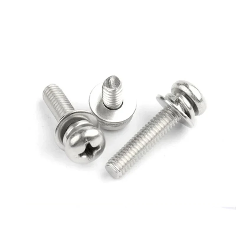 

30pcs M2.5 Small pan head combination Phillips screw 304 stainless steel GB9074.8 Round heads three combinations 5mm-18mm Length