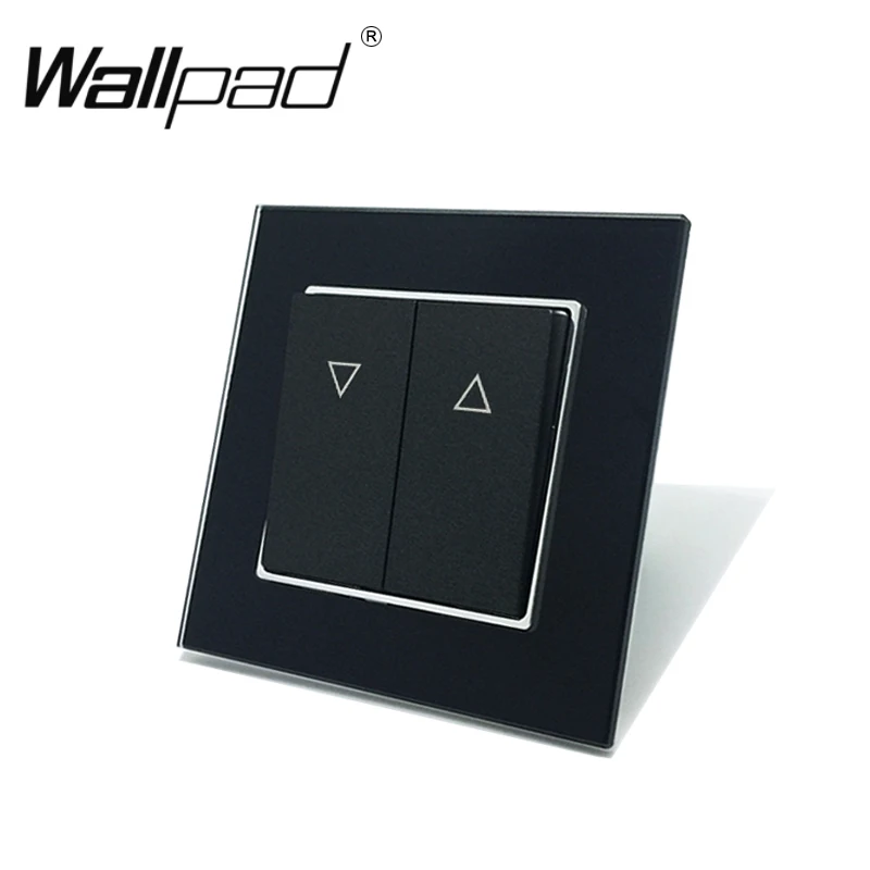 

Curtain Switch Wallpad 110-250V Black Luxury Glass EU European Style Reset Curtain Window Blind Wall Switch with Clip Mounting