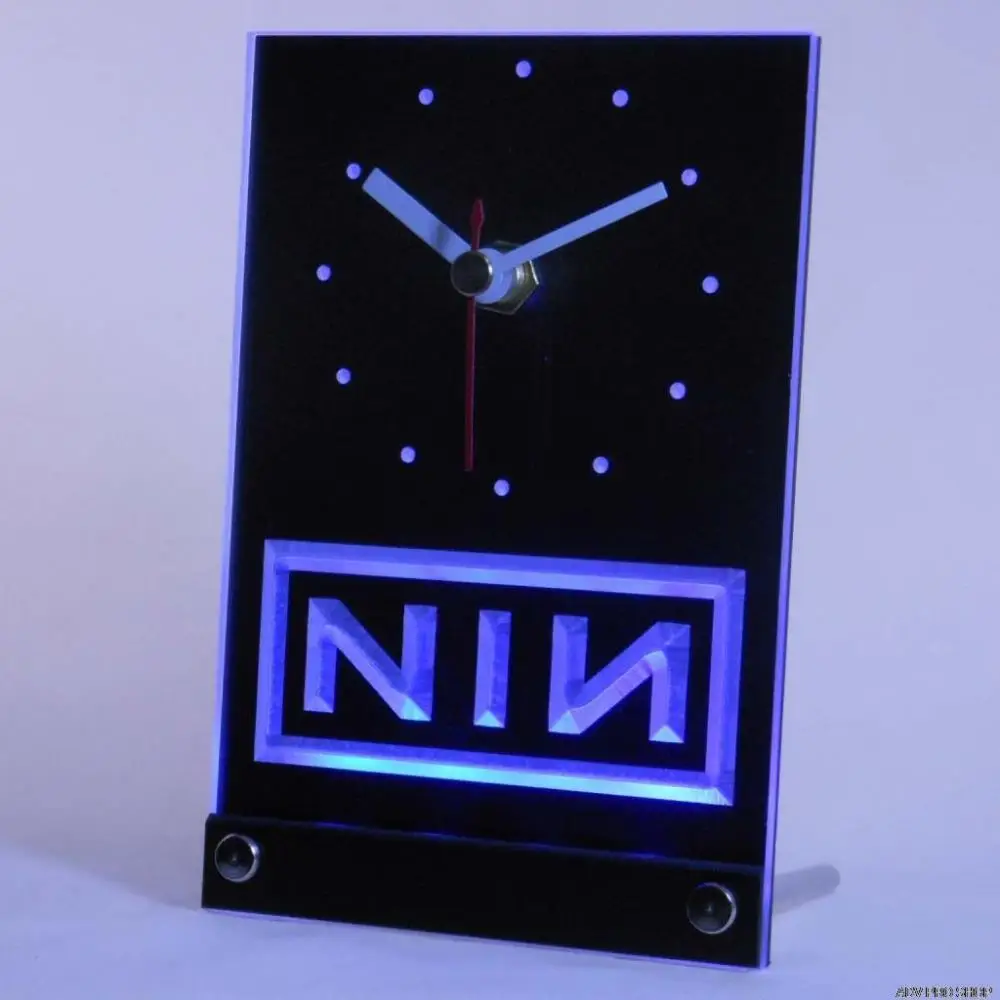 tnc0140 NIN Nine Inch Nail Rock n Roll Bar Beer Table Desk 3D LED Clock