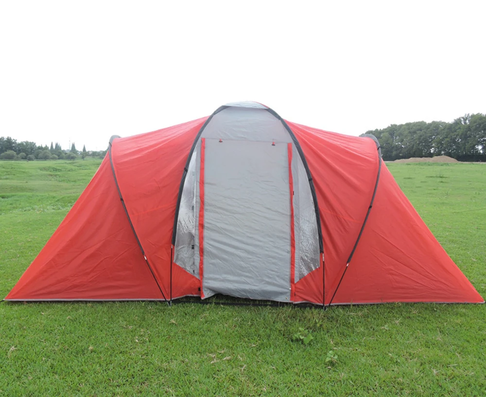 One Hall Two Bedroom Ultralarge Double Layer 4-6 Person Use Waterproof Camping Tent Family Tent Carpas De Camping