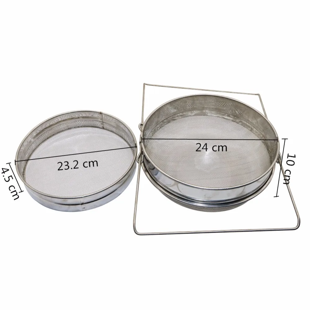 Beekeeping Stainless Steel Double Layer Beekeeping Honey Sieve Filter Strainer Settling Tank Honey Filte Mesh With Handle