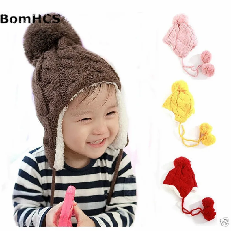 BomHCS Baby Childrens Beanie Girls/Boys Cap Winter Hat Warmer Knitted Pompon Covering