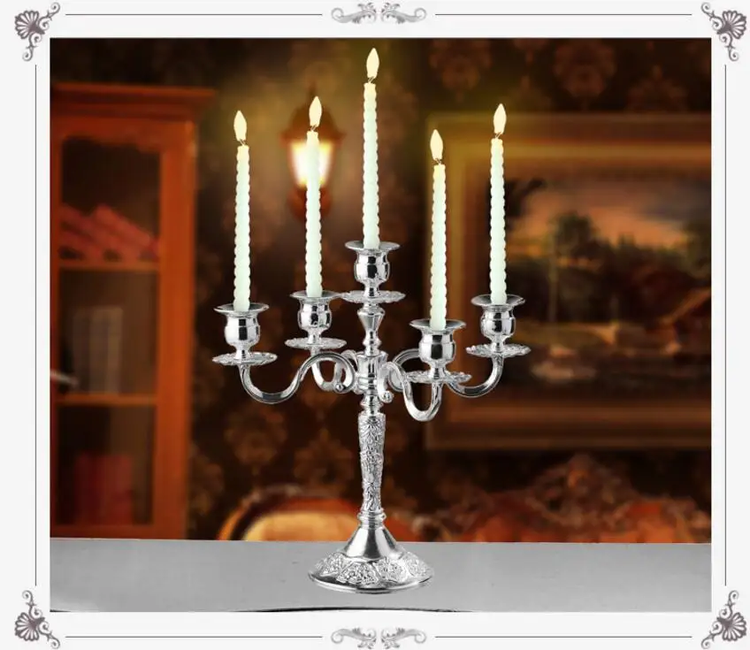 Europe sliver 3arm candlestick candle holder metal candle holders wedding decorations dinning table decoration for home ZT125A