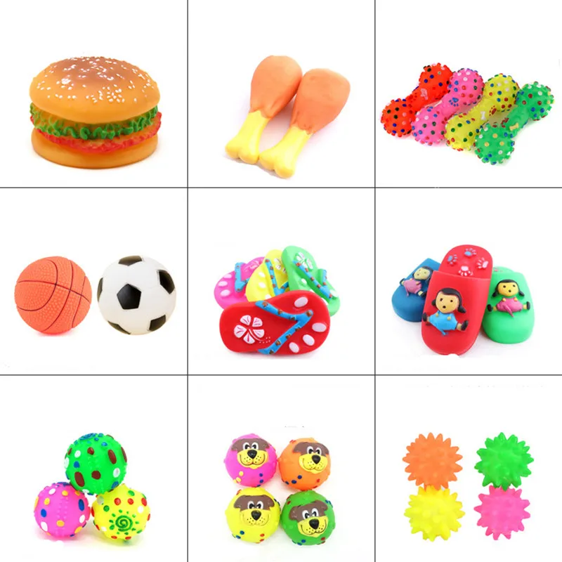 Fashion Rubber Squeak Toys for Dog Screaming Chicken Chew Bone Slipper Squeaky Ball Dog Toys Tooth Grinding & Training Toy