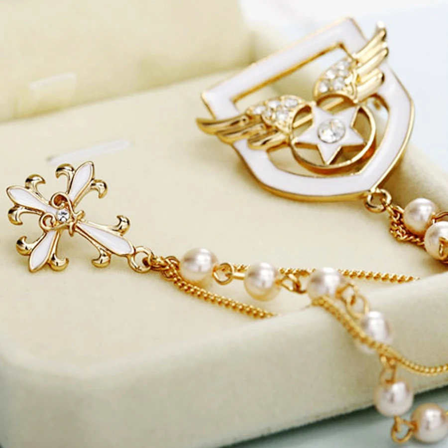 Lovely Cross Angel Wings Brooch Pins Men Badge Fashion Jewelry Pearls Chains Brooches for Women Girl Accessories Friendship Gift image 3