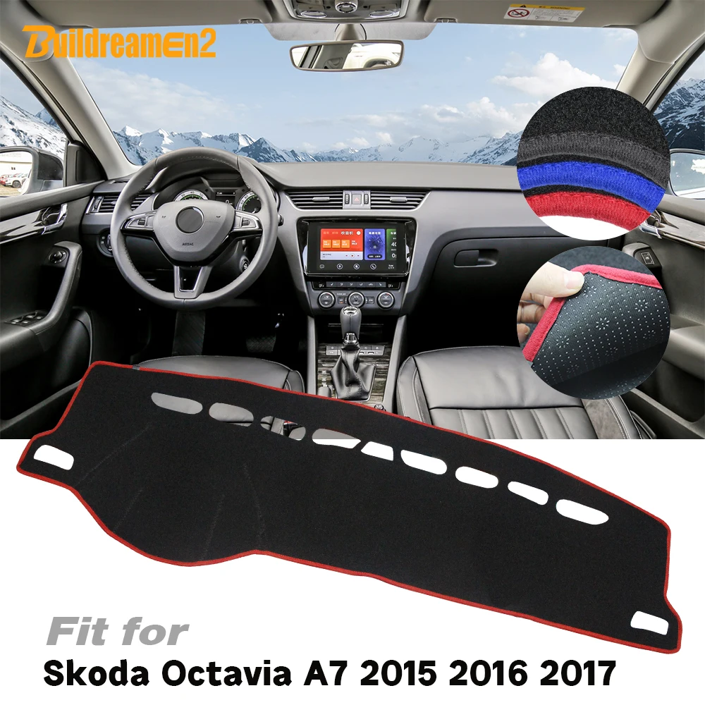 Car Dashboard Avoid Light Pad Cover Interior Desk Instrument Platform Anti-Slip Silicone Mat For Skoda Octavia A7 2015 2016 2017