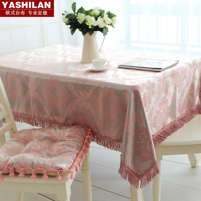 Luxury leather pink Table Runner European high-grade western pastoral cloth tablecloths square tablecloths tablecloth cushion Ro