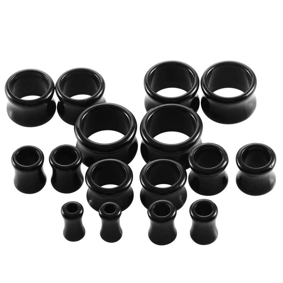 2Pcs/Set Black White Acrylic Ear Plugs Tunnels Expander Gauges Ear Stretching Kits Earlets Double Flared Ear Piercing Earrings