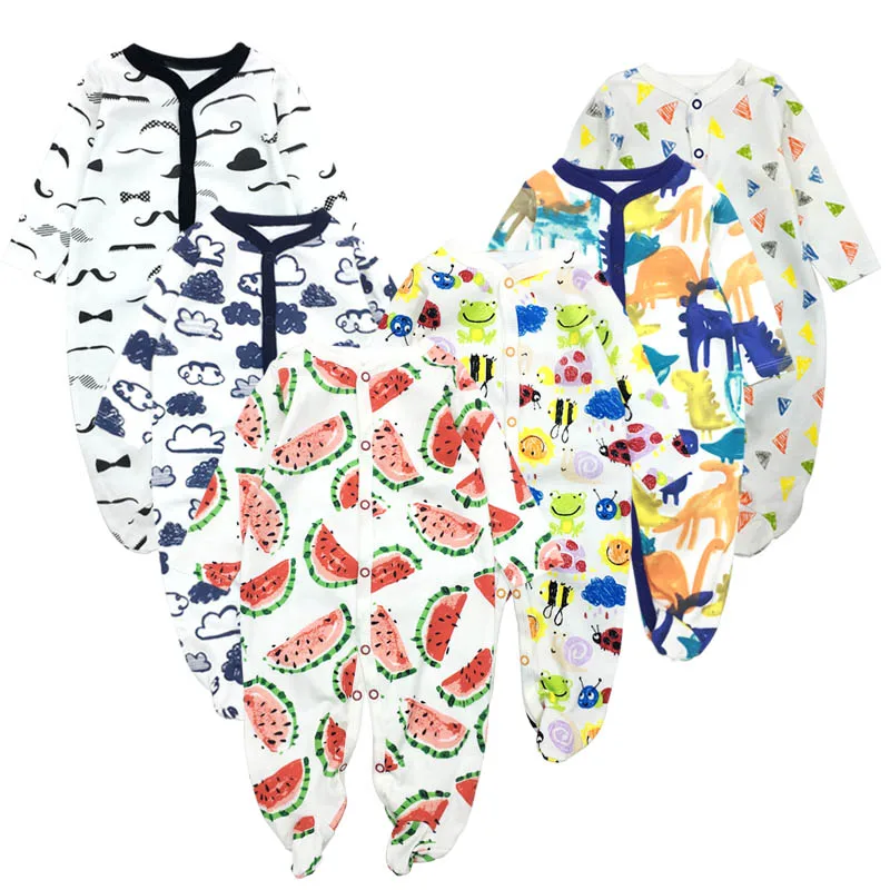 6pieces/lot Baby rompers Newborn Baby Girls Boys Clothes 100% Cotton Long Sleeves Baby Pajamas Cartoon Printed Baby\'s Sets